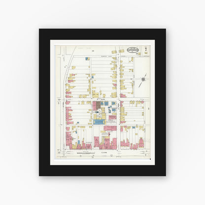 Old map wall art mockup — black gallery frame with white mat — Sanborn Fire Insurance Map from Shippensburg, Cumberland And Franklin Counties, Pennsylvania (1921), Sheet #0007