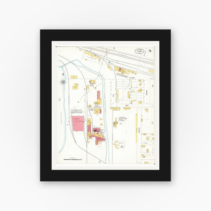 Old map wall art mockup — black gallery frame with white mat — Sanborn Fire Insurance Map from Tama, Tama County, Iowa (1906), Sheet #0008