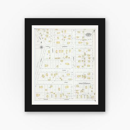 Old map wall art mockup — black gallery frame with white mat — Sanborn Fire Insurance Map from Fairmont, Martin County, Minnesota (1905), Sheet #0007