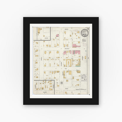 Old map wall art mockup — black gallery frame with white mat — Sanborn Fire Insurance Map from Tower Hill, Shelby County, Illinois (1899) - Complete Map Set