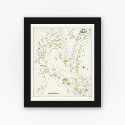 Old map wall art mockup — black gallery frame with white mat — Sanborn Fire Insurance Map from Swampscott, Essex County, Massachusetts (1920), Sheet #0005
