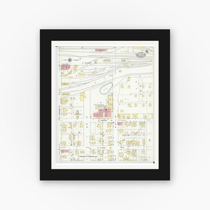 Old map wall art mockup — black gallery frame with white mat — Sanborn Fire Insurance Map from Wellston, Jackson County, Ohio (1911), Sheet #0006