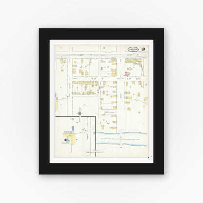 Old map wall art mockup — black gallery frame with white mat — Sanborn Fire Insurance Map from Emporium, Cameron County, Pennsylvania (1915), Sheet #0010