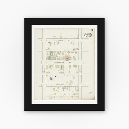 Old map wall art mockup — black gallery frame with white mat — Sanborn Fire Insurance Map from Egg Harbor City, Atlantic County, New Jersey (1886), Sheet #0002