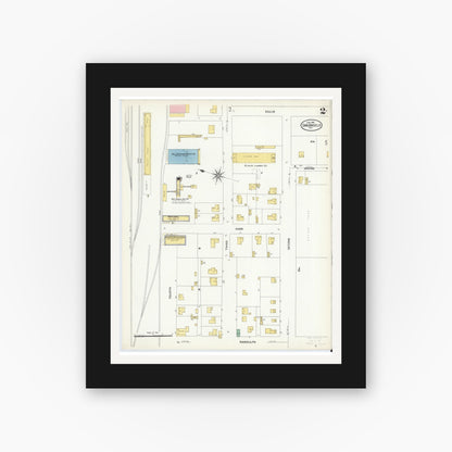 Old map wall art mockup — black gallery frame with white mat — Sanborn Fire Insurance Map from San Angelo, Tom Green County, Texas (1908), Sheet #0002