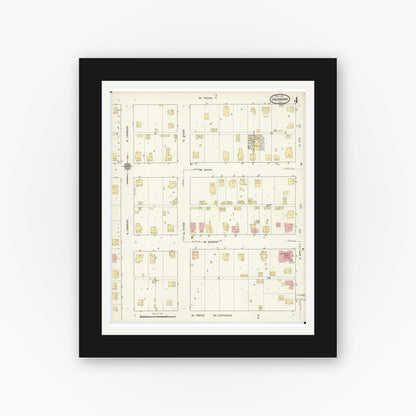 Old map wall art mockup — black gallery frame with white mat — Sanborn Fire Insurance Map from Savannah, Andrew County, Missouri (1916), Sheet #0004