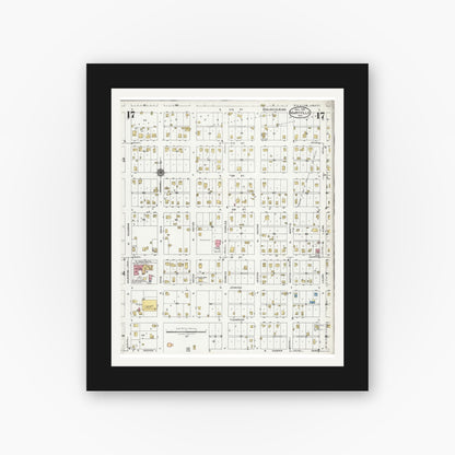 Old map wall art mockup — black gallery frame with white mat — Sanborn Fire Insurance Map from Maryville, Nodaway County, Missouri (1925), Sheet #0017