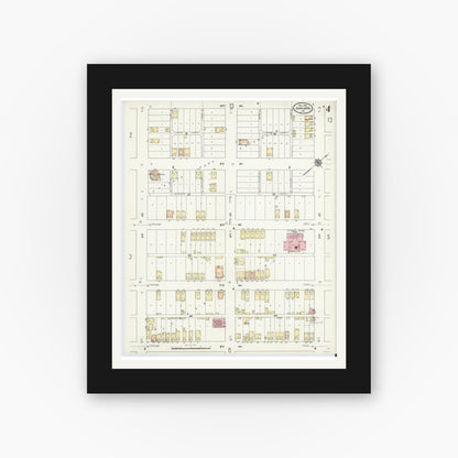 Old map wall art mockup — black gallery frame with white mat — Sanborn Fire Insurance Map from Juniata, Blair County, Pennsylvania (1910), Sheet #0004
