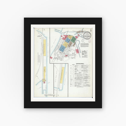 Old map wall art mockup — black gallery frame with white mat — Sanborn Fire Insurance Map from Saint Joseph, Berrien County, Michigan (1902) - Complete Map Set