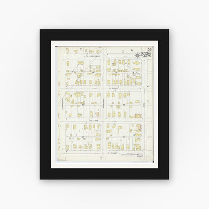 Old map wall art mockup — black gallery frame with white mat — Sanborn Fire Insurance Map from Alpena, Alpena County, Michigan (1895), Sheet #0003