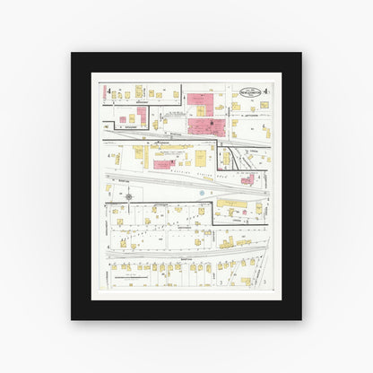 Old map wall art mockup — black gallery frame with white mat — Sanborn Fire Insurance Map from New Lexington, Perry County, Ohio (1926), Sheet #0004