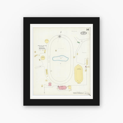 Old map wall art mockup — black gallery frame with white mat — Sanborn Fire Insurance Map from Franklin, Venango County, Pennsylvania (1896), Sheet #0014
