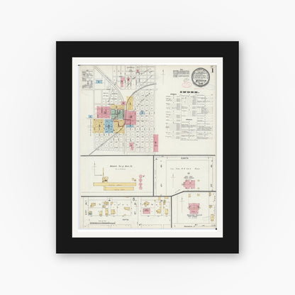 Old map wall art mockup — black gallery frame with white mat — Sanborn Fire Insurance Map from Mendota, La Salle County, Illinois (1897) - Complete Map Set