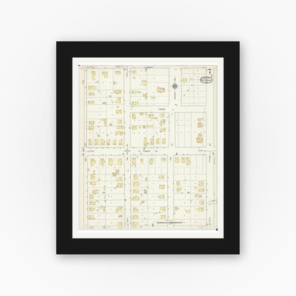 Old map wall art mockup — black gallery frame with white mat — Sanborn Fire Insurance Map from Neenah, Winnebago County, Wisconsin (1913), Sheet #0007