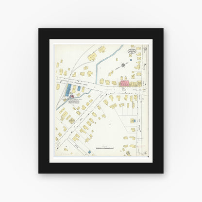 Old map wall art mockup — black gallery frame with white mat — Sanborn Fire Insurance Map from Marion, Wayne County, New York (1915), Sheet #0002