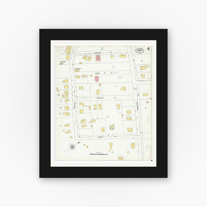 Old map wall art mockup — black gallery frame with white mat — Sanborn Fire Insurance Map from Summit, Union County, New Jersey (1903), Sheet #0004