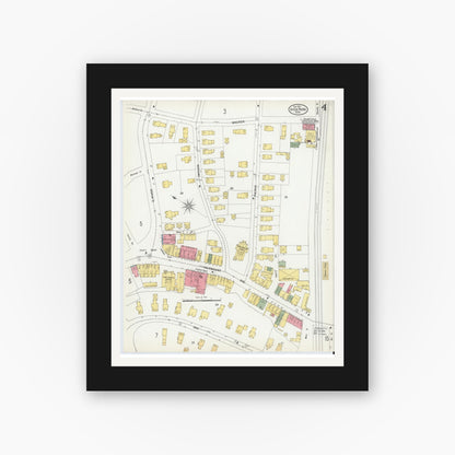 Old map wall art mockup — black gallery frame with white mat — Sanborn Fire Insurance Map from Hyde Park, Norfolk County, Massachusetts (1900), Sheet #0004