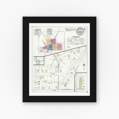 Old map wall art mockup — black gallery frame with white mat — Sanborn Fire Insurance Map from Weston, Wood County, Ohio (1920) - Complete Map Set