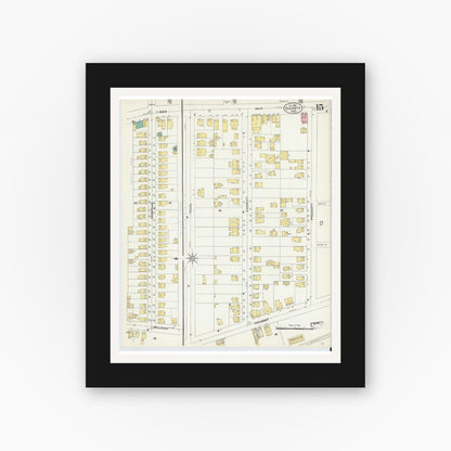Old map wall art mockup — black gallery frame with white mat — Sanborn Fire Insurance Map from Everett, Middlesex County, Massachusetts (1903), Sheet #0015