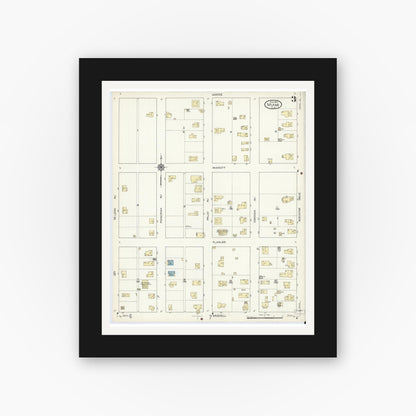 Old map wall art mockup — black gallery frame with white mat — Sanborn Fire Insurance Map from Miami, Dade County, Florida (1914), Sheet #0003