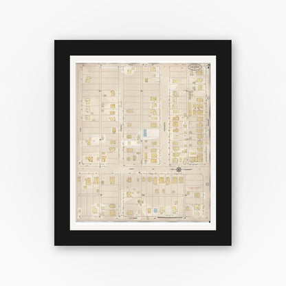 Old map wall art mockup — black gallery frame with white mat — Sanborn Fire Insurance Map from Calexico, Imperial County, California (1949), Sheet #0007