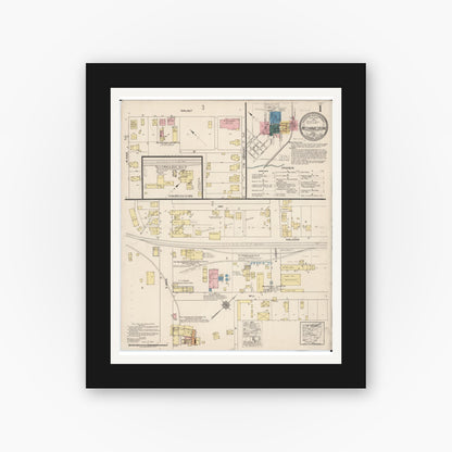 Old map wall art mockup — black gallery frame with white mat — Sanborn Fire Insurance Map from Mechanicsburg, Champaign County, Ohio (1921) - Complete Map Set