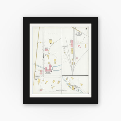 Old map wall art mockup — black gallery frame with white mat — Sanborn Fire Insurance Map from Shippensburg, Cumberland And Franklin Counties, Pennsylvania (1899), Sheet #0011