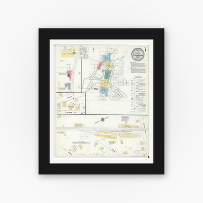 Old map wall art mockup — black gallery frame with white mat — Sanborn Fire Insurance Map from Eaton Rapids, Eaton County, Michigan (1911) - Complete Map Set