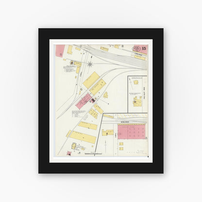 Old map wall art mockup — black gallery frame with white mat — Sanborn Fire Insurance Map from Paris, Lamar County, Texas (1902), Sheet #0015