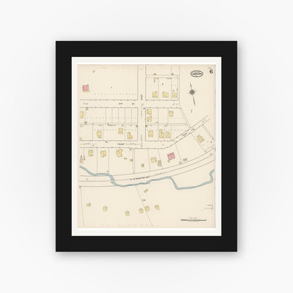 Old map wall art mockup — black gallery frame with white mat — Sanborn Fire Insurance Map from Coeburn, Wise County, Virginia (1922), Sheet #0006