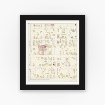 Old map wall art mockup — black gallery frame with white mat — Sanborn Fire Insurance Map from Middleport, Meigs County, Ohio (1899), Sheet #0004