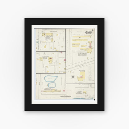Old map wall art mockup — black gallery frame with white mat — Sanborn Fire Insurance Map from Antwerp, Paulding County, Ohio (1893), Sheet #0002