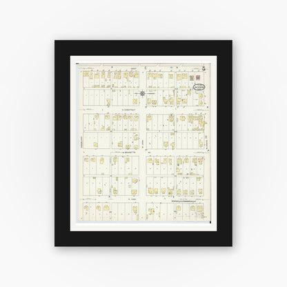 Old map wall art mockup — black gallery frame with white mat — Sanborn Fire Insurance Map from Jackson, Jackson County, Ohio (1914), Sheet #0005