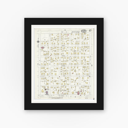 Old map wall art mockup — black gallery frame with white mat — Sanborn Fire Insurance Map from Orange, Orange County, Texas (1919), Sheet #0017