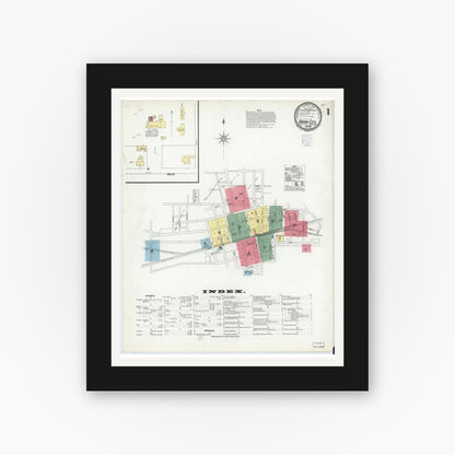 Old map wall art mockup — black gallery frame with white mat — Sanborn Fire Insurance Map from Union City, Randolph County, Indiana (1901) - Complete Map Set