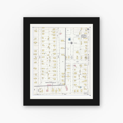 Old map wall art mockup — black gallery frame with white mat — Sanborn Fire Insurance Map from Delta, Fulton County, Ohio (1910), Sheet #0006