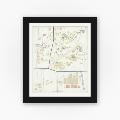 Old map wall art mockup — black gallery frame with white mat — Sanborn Fire Insurance Map from Corry, Erie County, Pennsylvania (1897), Sheet #0008