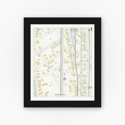 Old map wall art mockup — black gallery frame with white mat — Sanborn Fire Insurance Map from Nantasket Beach, Plymouth County, Massachusetts (1903), Sheet #0006