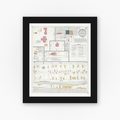 Old map wall art mockup — black gallery frame with white mat — Sanborn Fire Insurance Map from Cameron, Clinton County, Missouri (1906) - Complete Map Set