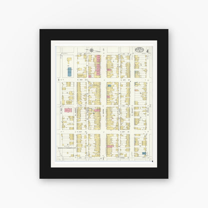 Old map wall art mockup — black gallery frame with white mat — Sanborn Fire Insurance Map from Ashland, Schuylkill County, Pennsylvania (1913), Sheet #0004