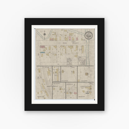Old map wall art mockup — black gallery frame with white mat — Sanborn Fire Insurance Map from Ableman, Sauk County, Wisconsin (1912), Sheet #0001