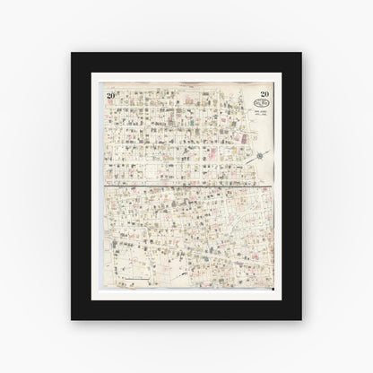 Old map wall art mockup — black gallery frame with white mat — Sanborn Fire Insurance Map from Del Rio, Val Verde County, Texas (1948), Sheet #0020