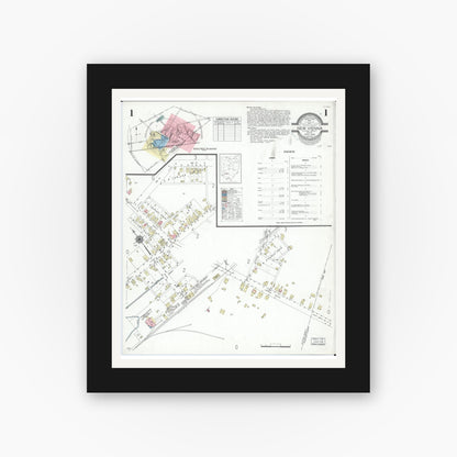 Old map wall art mockup — black gallery frame with white mat — Sanborn Fire Insurance Map from New Vienna, Clinton County, Ohio (1948) - Complete Map Set