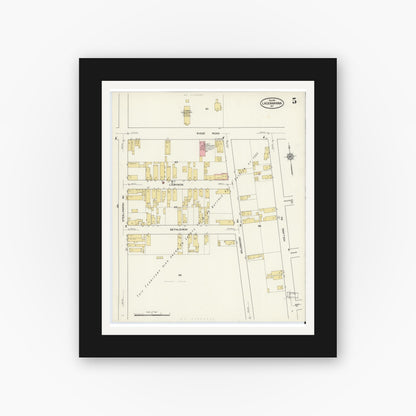 Old map wall art mockup — black gallery frame with white mat — Sanborn Fire Insurance Map from Lackawanna, Erie County, New York (1915), Sheet #0005