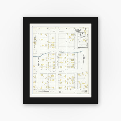 Old map wall art mockup — black gallery frame with white mat — Sanborn Fire Insurance Map from Stillwater, Washington County, Minnesota (1910), Sheet #0026