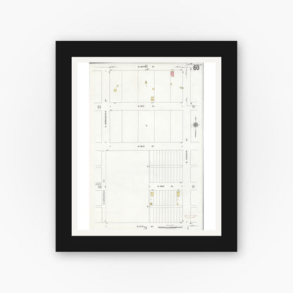Old map wall art mockup — black gallery frame with white mat — Sanborn Fire Insurance Map from Chicago, Cook County, Illinois (1920), Sheet #0060