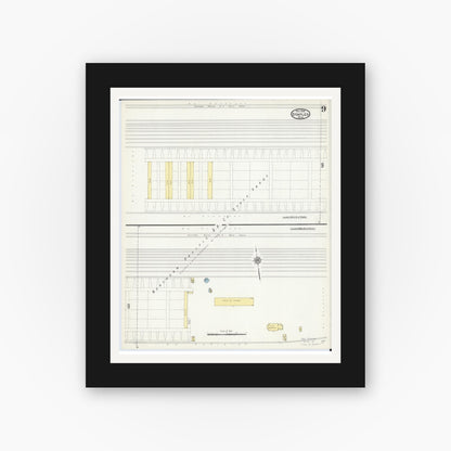 Old map wall art mockup — black gallery frame with white mat — Sanborn Fire Insurance Map from Staples, Todd County, Minnesota (1909), Sheet #0009