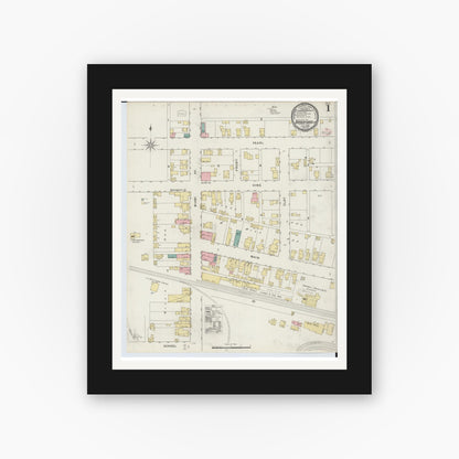 Old map wall art mockup — black gallery frame with white mat — Sanborn Fire Insurance Map from Bradford, Darke and Miami Counties, Ohio (1895) - Complete Map Set
