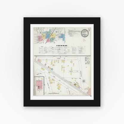 Old map wall art mockup — black gallery frame with white mat — Sanborn Fire Insurance Map from Rutherford, Bergen County, New Jersey (1897) - Complete Map Set
