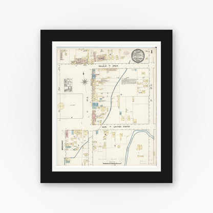 Old map wall art mockup — black gallery frame with white mat — Sanborn Fire Insurance Map from Sonoma, Sonoma County, California (1891) - Complete Map Set